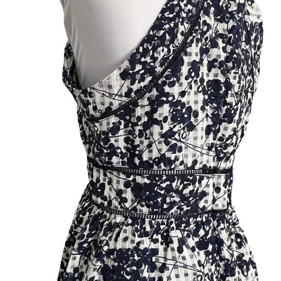 J.O.A. LA Dress Midi Floral White Navy Size L - Picture 6 of 14